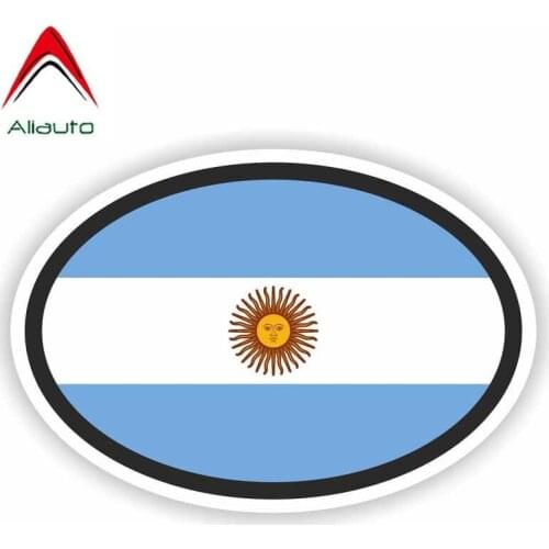 Aliauto Creative Funny Car Sticker Argentina Flag Oval Waterproof Sunscreen Anti-UV Reflective Decal Automobile Window,13cm*8cm