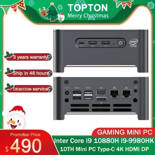 2021 Topton 10th Gen NUC Mini Computer Intel i9 10980HK i9 9980HK Win 10 2*DDR4 2*NVMe Gaming PC DP HDMI Type-C 4K HTPC AC WIFI