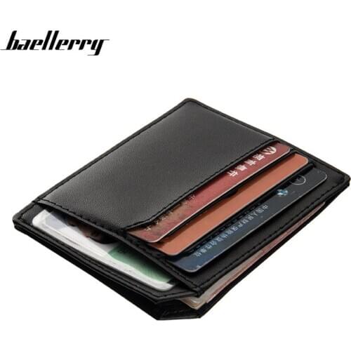 Fashion Solid PU Leather Credit Card Holder Slim Wallet Men Luxury Brand Design Business Card Organizer Id Holder Case No Zipper