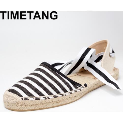 TIMETANG Canvas Espadrille Women Flats Ankle Strap Hemp Bottom Fisherman Shoes For 2017 Spring/Autumn Women Loafers #CH819
