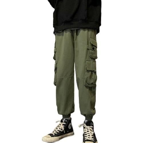 Personalized Mens Casual Pants Loose Big Pockets Tooling Straight-Leg Pants Korean Style Trend Leg-Cut Pants High Quality