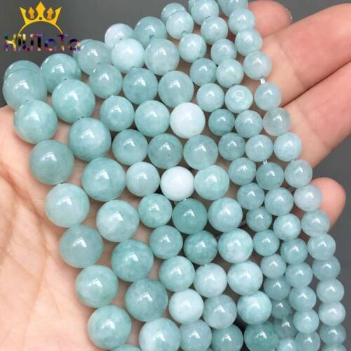 Natural Beads Amazonite Angelite Stone Round Loose Spacer Beads For Jewelry Making DIY Handmade Bracelet 15"inches 6/8/10/12mm