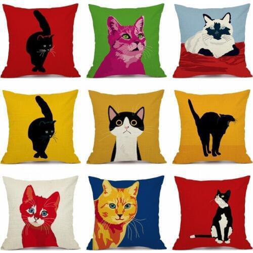 XUNYU Pet Cat Pillow Cover Cute Animal Cushion Cover Decorative Throw Pillowcase Home Sofa Perfect Decor 45X45cm KTM001