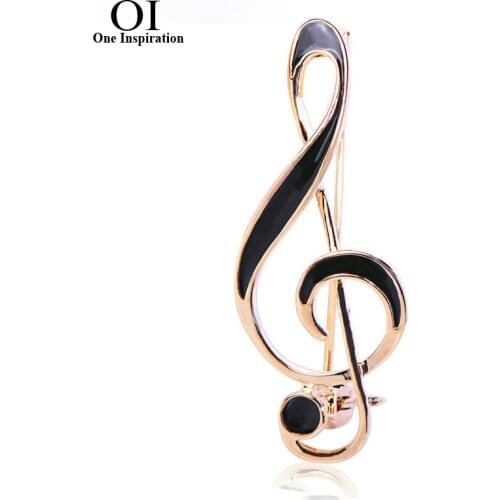 OI Musical Note Brooch Gold Color Enamel Jewelry For Women Clothing Scarf Hat Suit Lapel Pin Music Symbol Badge