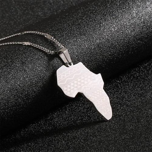Stainless Steel Africa Map Pendant Necklace Women Girl African Map Fashion Chian Jewelry