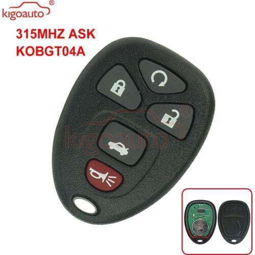 Kigoauto Remote fob 5 button 315Mhz 22733524 for Chevrolet Pontiac G5 G6 Saturn Aura Sky 2008 2009 remote control KOBGT04A key
