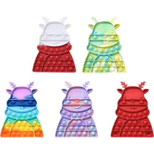 Christmas Elk Push Bubble Toy Silicone Push Popping Bubble Sensory Fidget Toy Adults & Children Antistress Toys Xmas Gifts