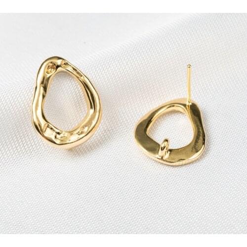 6PCS Classics 24K Gold Color Plated Brass Drop Shaped Stud Earrings High Quality DIY Jewelry Making Findings