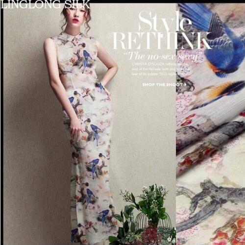 SILK LINEN FABRIC 14m/m Width 55"-140cm30%Natural Silk+70% Linen Organic Fabrics Pattern 2016 New Dress Fabric