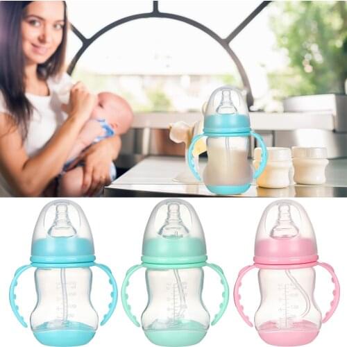 180ml Baby Feeding Cup Baby Heat-resistant PP Silicone Water Drinking Bottle Kids Wide Caliber Nursing Bottles 103x49mm