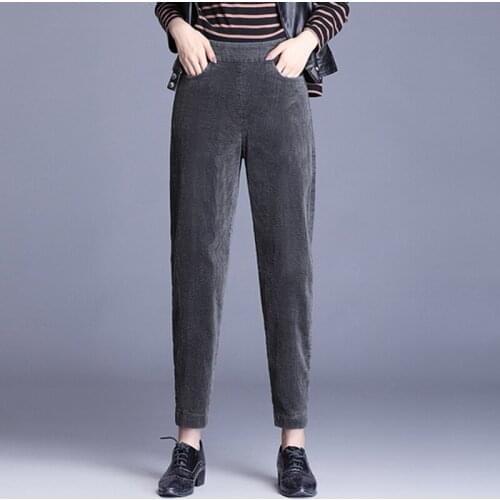 2021 Autumn And Winter New Women Casual Loose Corduroy Pants Vintage High waist Harem Trousers Female