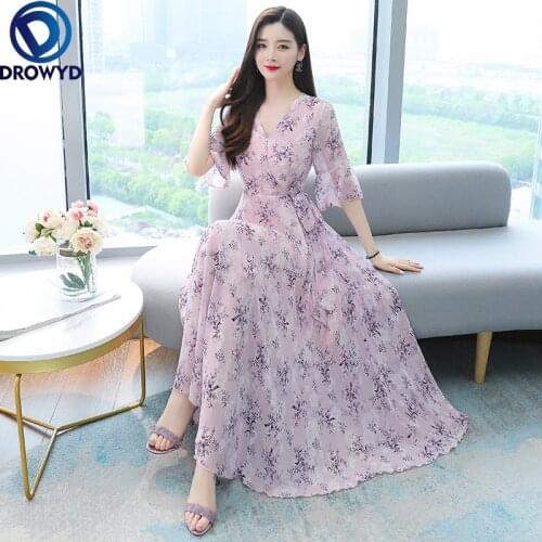 Plus Size Print Vintage Beach Long Dress 2021 Summer Boho Vacation Chiffon Maxi Dress Elegant Women Bodycon Sexy Party Vestidos