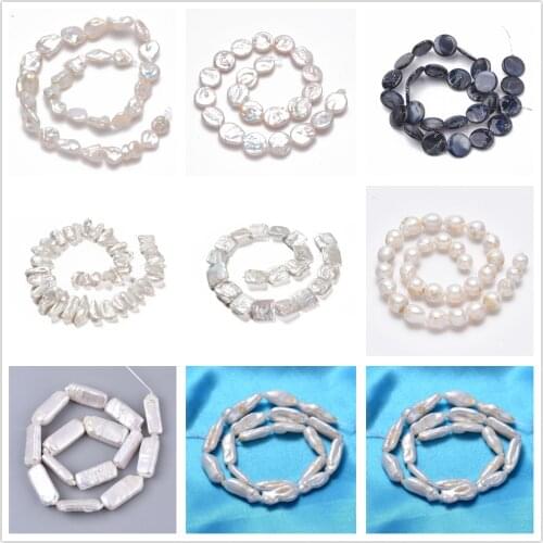 1 Strand Nuggets Nucleated Pearl Beads Keshi Pearl Bead Strands for jewelry making DIY Bracelet Necklace Decor, AntiqueWhite