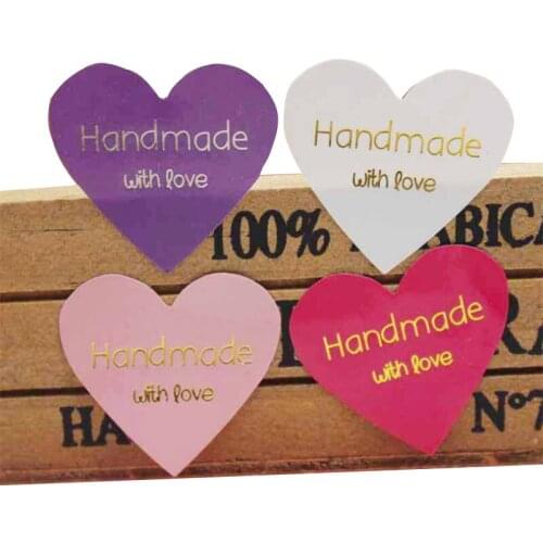 1000pcs/lot Cute Color Heart Design bronzing Label Sticker DIY For Gift Cake Baking Sealing Sticker Thank You Scrapbooking