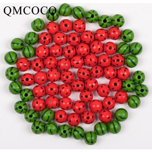 20Pcs/Pack Two-color Watermelon Wooden Round Beads DIY Custom Natural Environmentally Baby Toys Jewelry Bracelet Accessories