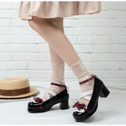 2021 Japanese Princess Sweet Lolita Shoes for Girl 2021 New Spring Summer Patent Leather Mary Jane Shoes Women Big Size 48