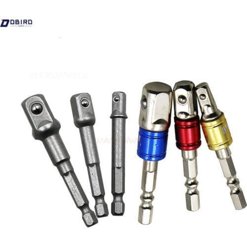 3pcs/set Color 1/4 "3/8" 1/2 "Steel Socket Adapter Hex Shank Set Extension Drill Bits Bar Hex Bit Set Power Tools