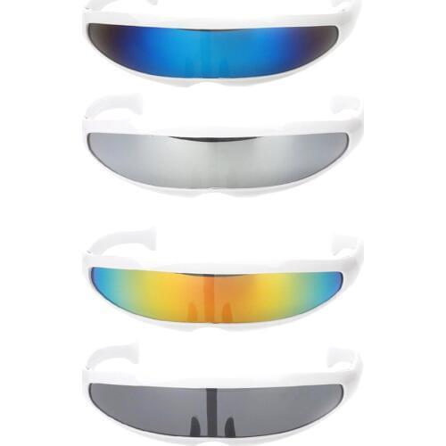 4pcs Gray Yellow Blue Alien Space Robot Cyclops Futuristic Cosplay Costume Novelty Women Men Sunglasses