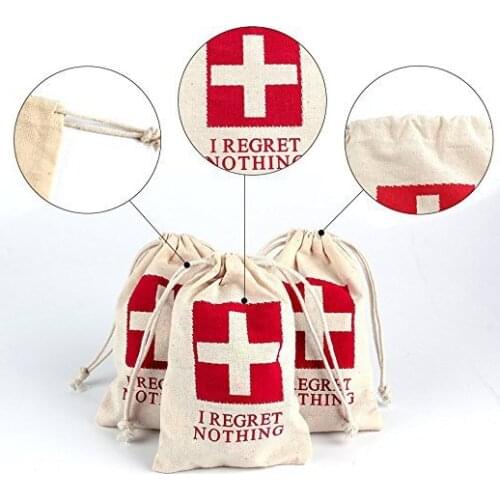 50pcs 10*15cm Cotton Wedding Hangover Kit Bags for Hen Parties Hangover Recovery Kit Party Favor Gift Bags