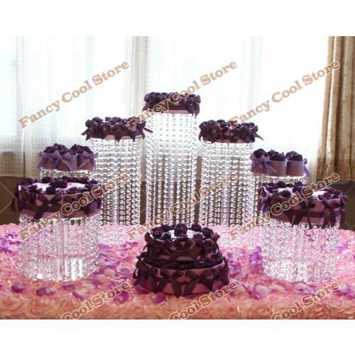 7pcs/set wedding centerpiece crystal cake stand/wedding decoration party prop wedding table centerpiece crystal cake holder