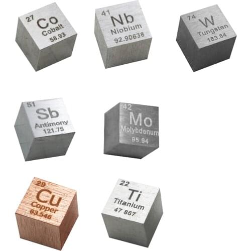 7pcs Element Cube-Set 10mm Metal Density Cubes Daily Metals Periodic Table Collection Iron Copper Lead Nickel Titanium Carbon