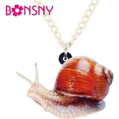 Bonsny Statement Acrylic Cartoon Snail Necklace Pendant Chain Choker Fashion Animal Jewelry For Women Girls Teens Kids Accessory