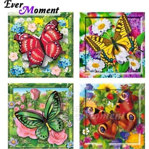 Ever Moment Diamond Painting Colorful Butterfly Flower 5D DIY Wall Decor Full Square Drill Rhinestone Diamond Embroidery ASF2060