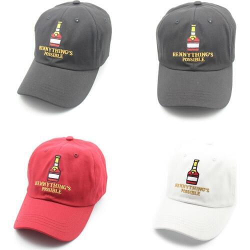 Henny Wine Bottle Embroidery Dad Hat Men Women Baseball Cap Adjustable Hip-hop Dancing Fashion Snapback Cap Sport Dancing Hats