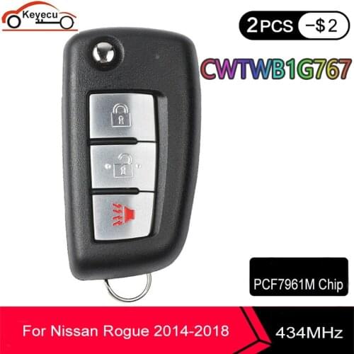 KEYECU Remote Flip Car Key fob 3 Buttons 434MHz For Nissan Rogue 2014 2015- 2018 PCF7961M chip CWTWB1G767 TWB1G767 28268-4CB1A