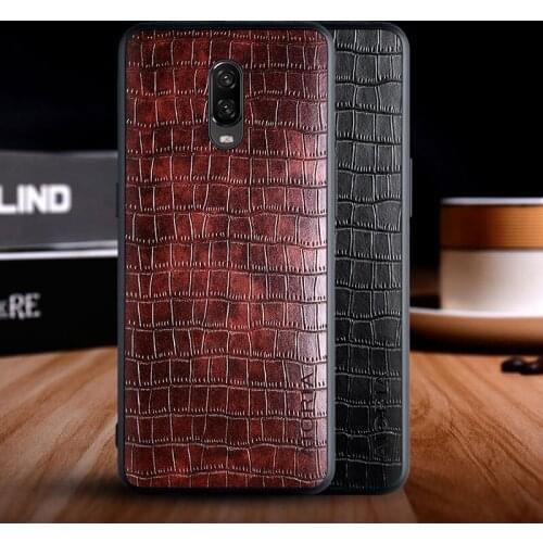 Case for Oneplus 6T funda luxury crocodile pattern leather soft TPU hard phone cover for oneplus 6t case