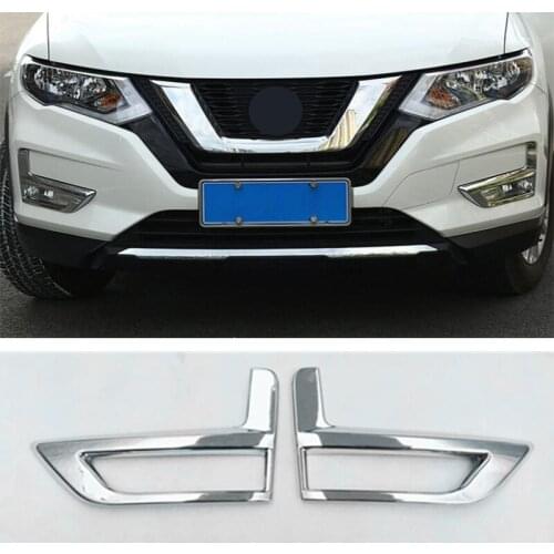 For Nissan Rogue x-Trail T32 2017 2018 ABS Plastic Chrome Car Front Fog Lampshade Cover Trim Sticker Car Styling Accessories