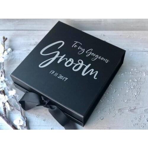 Personalised Groom Gift Box Luxury Foil Printed Box Gift from the Bride Personalized Wedding Gift Name Wedding Morning Gift