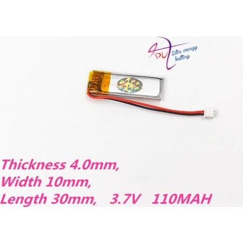 JST 1.25mm 2pin 10 pcs 3.7V 110mAh 401030 Lithium Polymer LiPo Rechargeable Battery For Mp3 GPS PSP bluetooth Headphone Headset