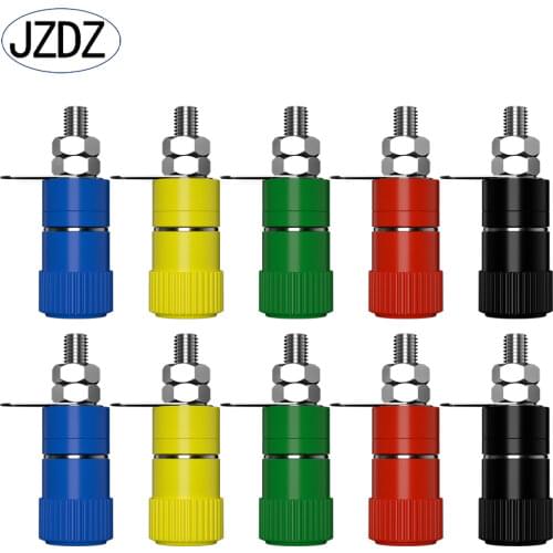 JZDZ 10pcs 4mm Banana Socket Professional Binding Post Nut Banana Plug Jack Connector Nickel Plated For 4mm Banana Plug J.50001