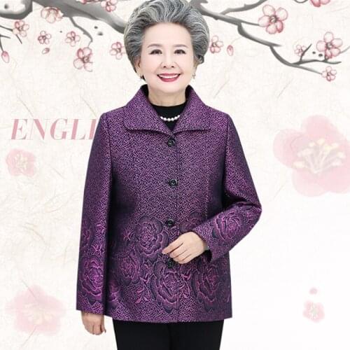 ZG1432 new 2020 spring and autumn middle-aged and elderly women fashion print jacket coat cheap wholesale