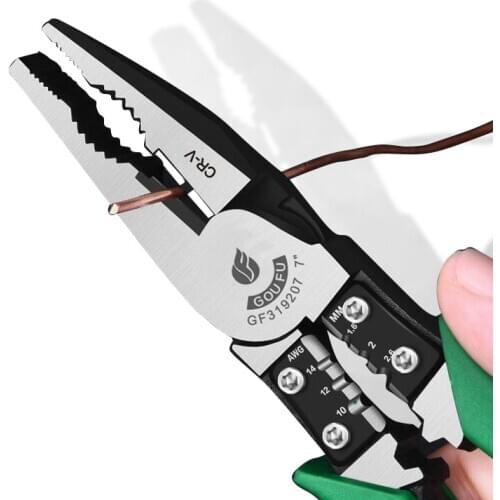 Goufu Wire Stripper 7 Inch Diagonal Pliers Cr-V Steel Cable Cutter Long Nose Nippers Multi Function Hand Tools