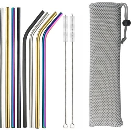 JANKNG Colorful Drinking Straw 215x6mm Reusable Straw High Quality 304 Stainless Steel Metal Straw Food Grade Bar Accessories