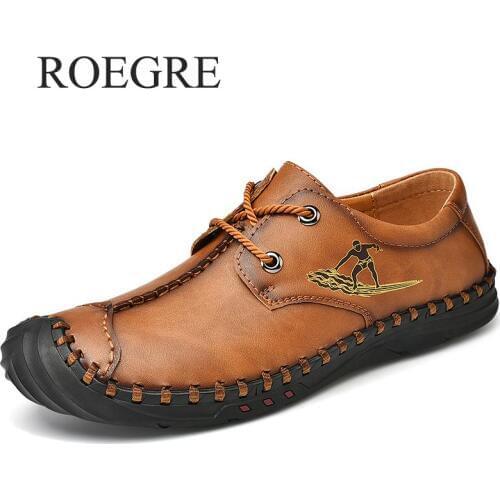 New Autumn Soft Men Casual Shoes Leather Handmade Men Loafers Rome Designer Style Flat Moccasins Outdoors Men Sneakers 38-46