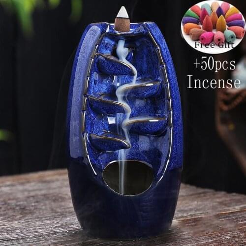 Mountain River Handicraft Incense Holder Ceramic Backflow Waterfall Smoke Incense Burner Censer Holder Christmas Gift Home Decor