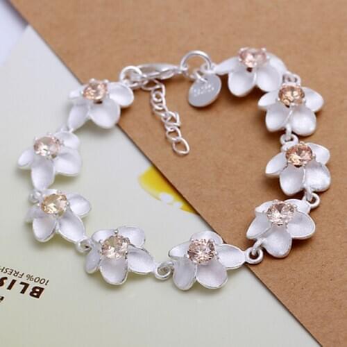 Christmas gift New silver plated Fashion Jewelry Full flower inlaid bracelets&bangle,Wholesale jewelry SMTH095