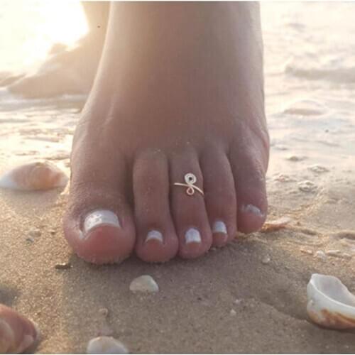 925 Silver Toe Ring Grillz Jewelry Handmade Adjustable Anillos Mujer Gold Filled 15mm Hoop Rings For Women Boho Foot Jewelry