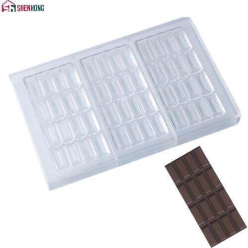 SHENHONG Break Apart Bar Chocolate Molds Polycarbonate Chocolate Bar Mould Large Bar Candy Maker Baking Tools