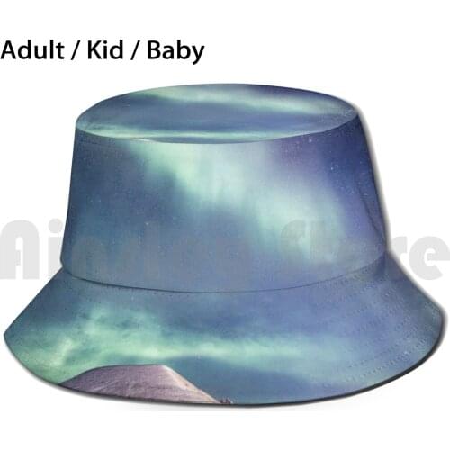 Longyearbyen Aurora Sun Hat Foldable UV Protection Longyearbyen Svalbard Spitsbergen Norway Aurora Northern Lights