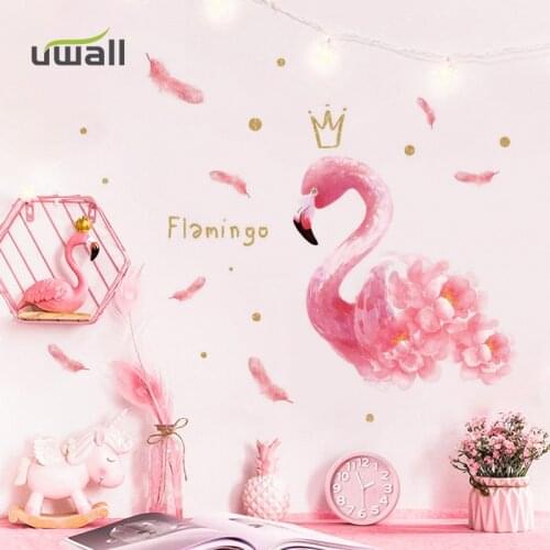 Creative PVC Flamingo Wall Stickers Home Decor Living Room Self Adhesive Room Decor Sticker Bedroom Background Wall Decoration