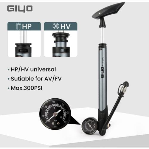 Giyo GS-41P 300psi Bicycle Shock Pump MTB Fork / Rear Suspension Pump Bicycle Air Hand Pump With Pressure Gauge Bike Inflator
