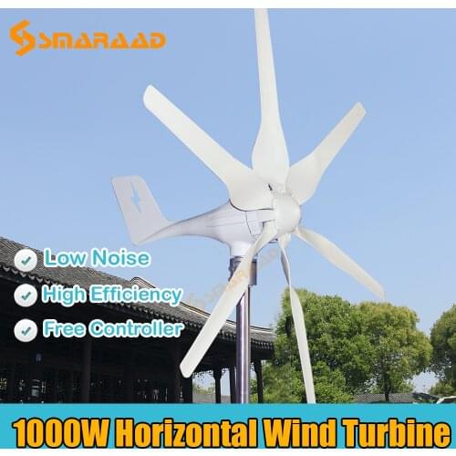 China Manufacture 1000W AC 12 24V 48V Wind Turbine Generator For Power Generation With MPPT Controller Homeuse Small Windmill