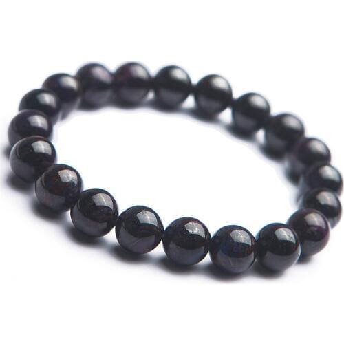 South African Genuine Natural Sugilite Stone Round Bead Women Lady Charm Bracelet 9.5mm