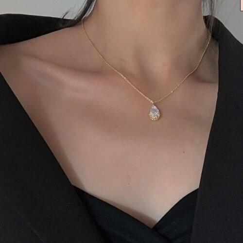 Fine Water Drop Austrian Crystal Chain Necklace Luxury Zircon Bridal Wedding Jewelry Necklaces Earrings Sets For Women Gift