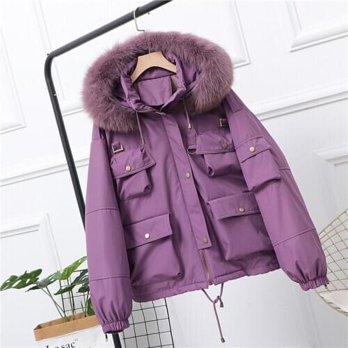 SEDUTMO Winter Fox Fur Collar Hooded Duck Down Jackets Women Oversize Coat Autumn Fashion Slim Thick Warm Parkas ED1368