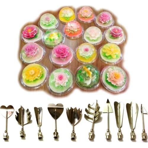 10pcs/set 3d Jelly Flower Art Tools Stainless Steel Gelatin Pudding Nozzle Syringe Nozzle Set Cake Decorating